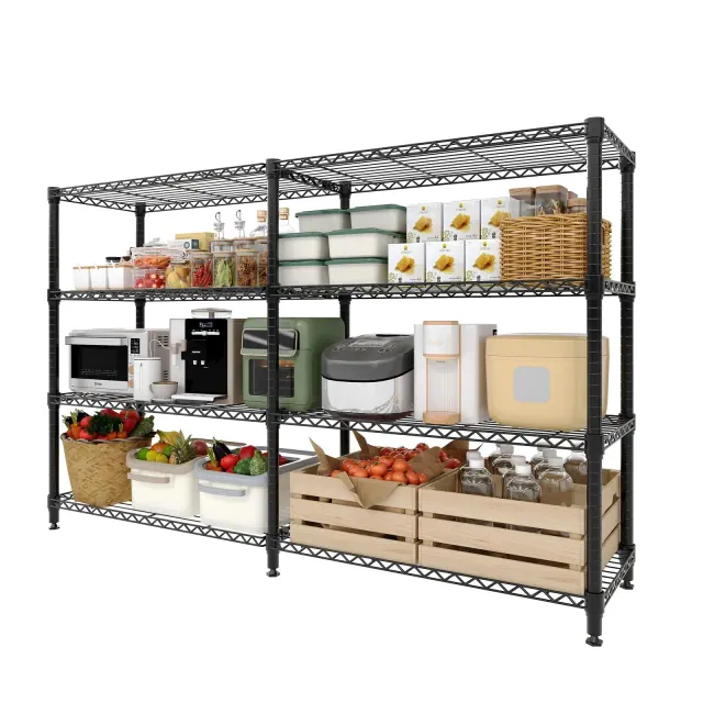 59" W 4-Tier Heavy Duty Metal Storage Shelving Unit, 1060LBS Adjustable Wire Rack for Pantry, Kitchen, Garage