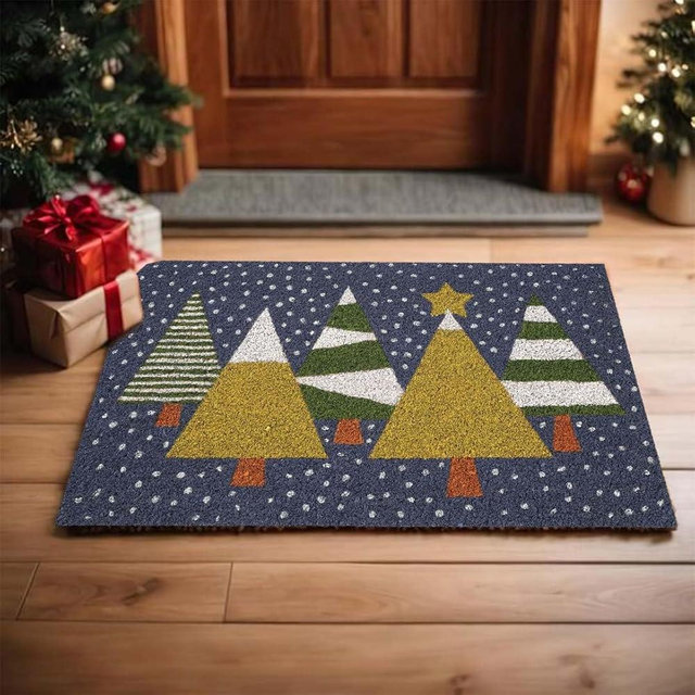 Folkulture Christmas Door Mat Outdoor, Eco Friendly Christmas Door Mats for Front Door, 24 X 16 Inch Welcome Matt or Doormat for Home Entrance, Durable & Anti Slip Coir Door Mats (Xmas All The Way)