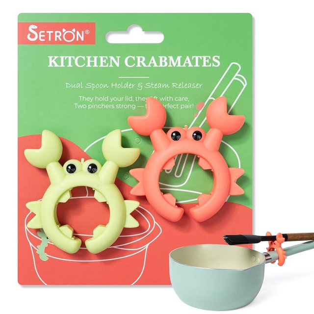 SETRON Crab Spoon Holder Funny Spoon Rest for Stove Top, Steam Releaser- Cooking Gadgets, Cooking Gifts, Cool Kitchen Gadgets, Cool Gifts, Cute Kitchen Accessories