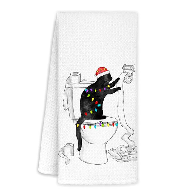 Jvpke Merry Christmas Cat Towel for Bathroom, Cat Decor, Cat Towels for Cat Lovers, Cat Funny Hand Towels for Bathroom, Cat Bathroom Decor, Cat Gifts for Cat Lovers Women, 16x24 in