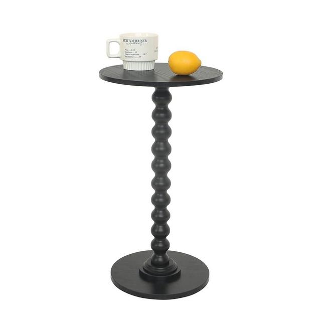 Fultyle Round Side Table, Small Drink Table for Small Spaces, Modern Accent End Table Coffee Table with Solid Wood Leg for Living Room, Bedroom, Corners, and Office (Black)
