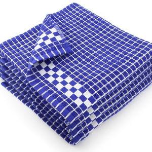 Fecido Classic Dark Kitchen Dish Towels with Hanging Loop - Heavy Duty Absorbent Dish Clothes - European Made 100% Cotton Tea Towels - Set of 4, Blue