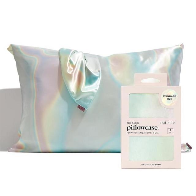 Kitsch Satin Pillowcase for Hair & Skin - Softer Than Silk Pillowcase for Hair and Skin | Cooling Pillowcases with Zipper | Satin Pillow Case Cover | Pillow Cases Standard Queen (Aura, 1 Pack)