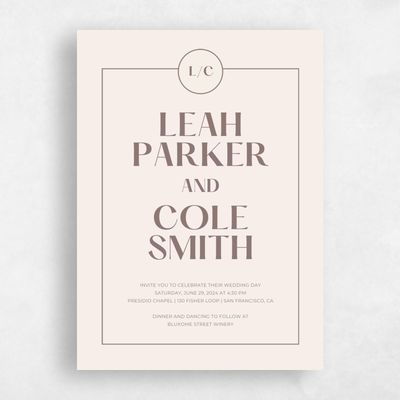 Linen, Beige Wedding Invitation - Brevard Frame