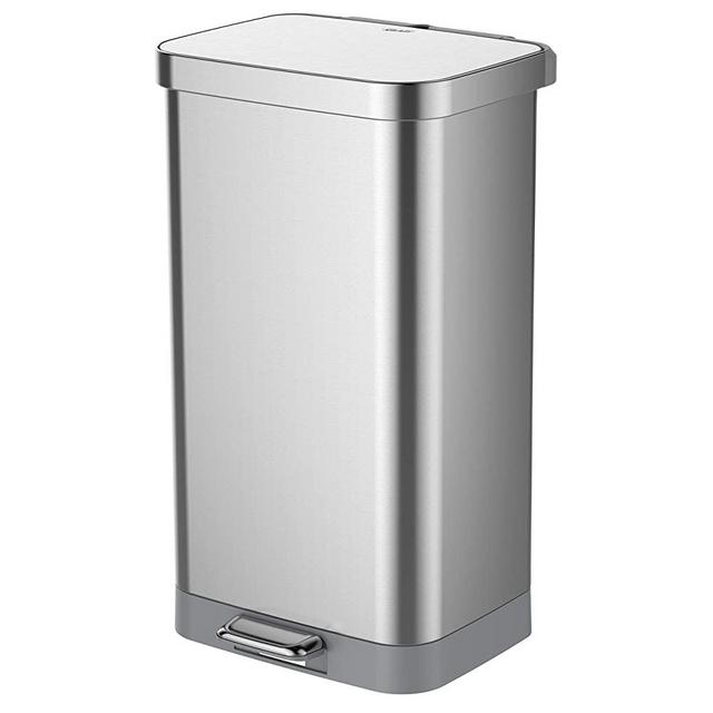 Glad Stainless Steel Step Trash Can with Clorox Odor Protection | Large Metal Kitchen Garbage Bin with Soft Close Lid, Foot Pedal and Waste Bag Roll Holder, 20 Gallon