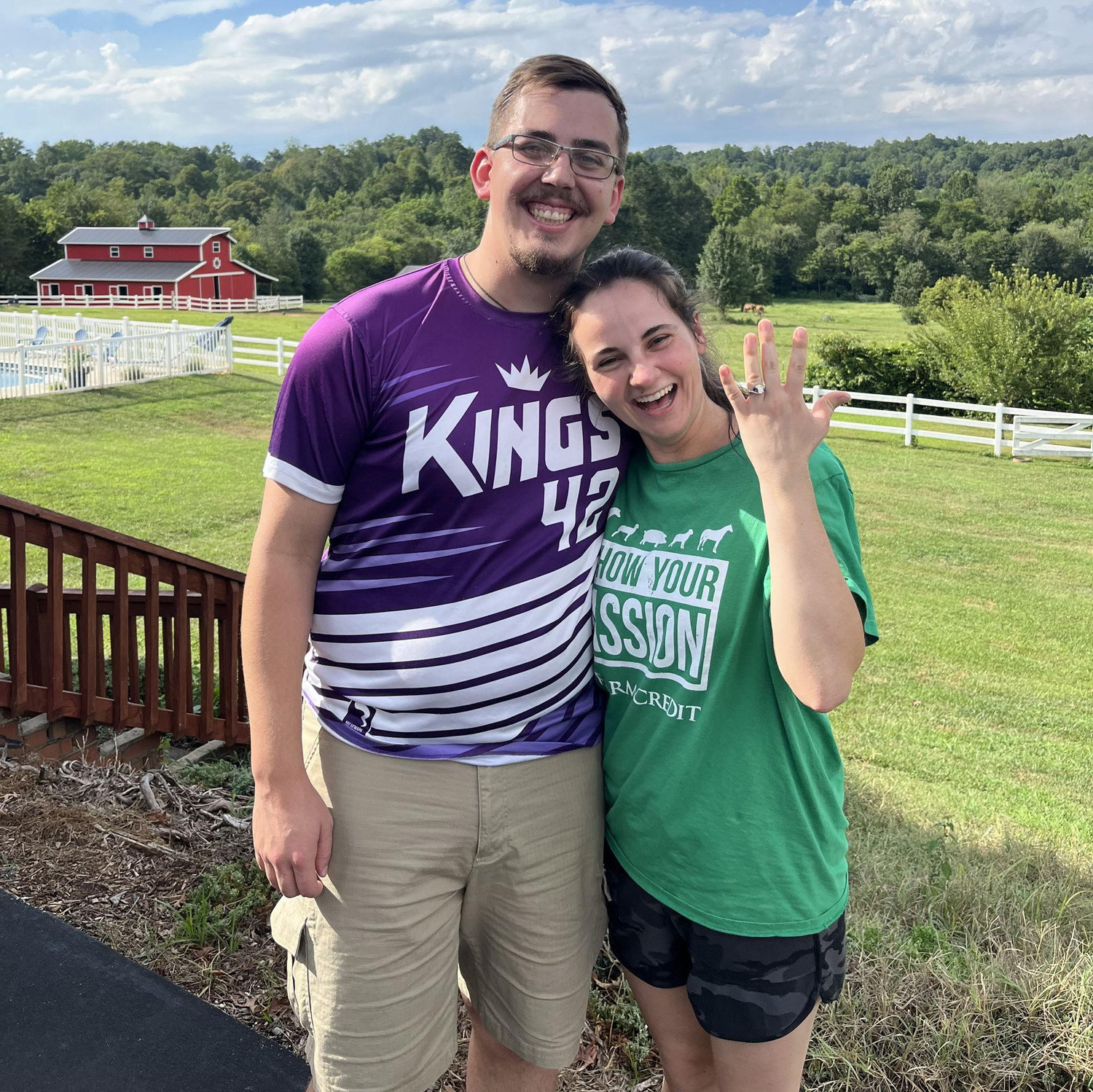 Engaged!! After the horses were fed, of course