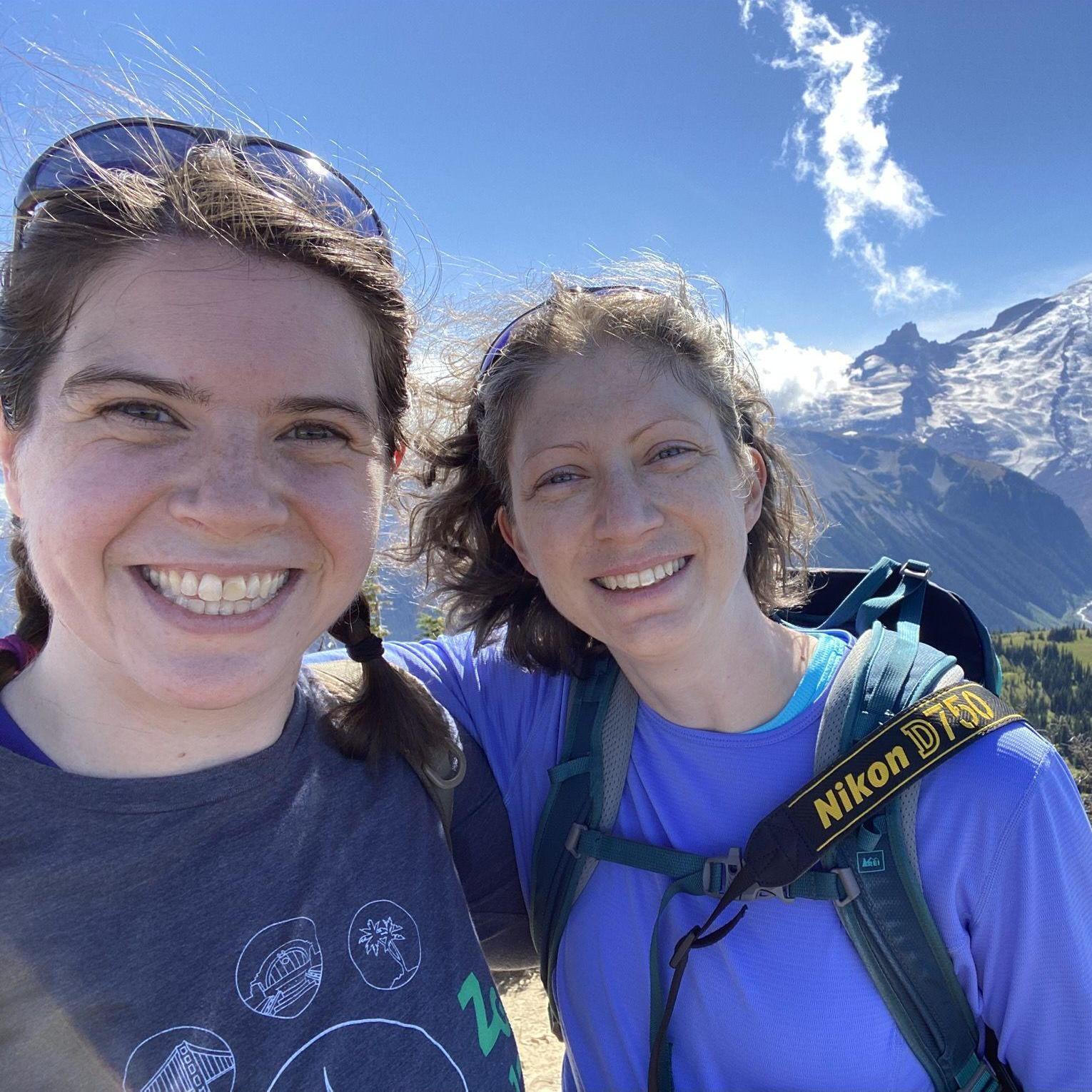 Our first photo together!  During a hike in Mount Rainier National Park