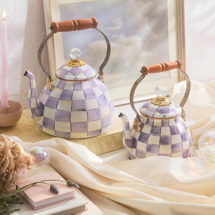 MacKenzie-Childs, Violet Check Tea Kettle | Zola
