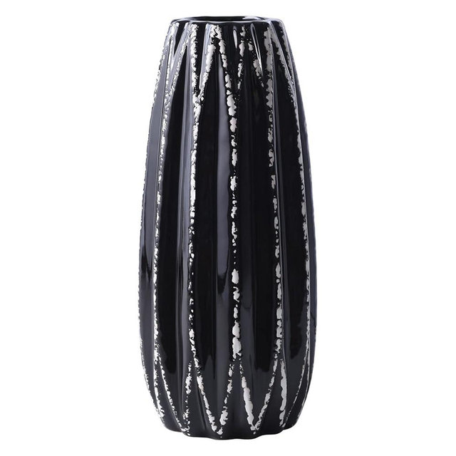 Yundu Black Ceramics Vases for Home Decor, Flower Vase, Modern Farmhouse Table Décor Vase