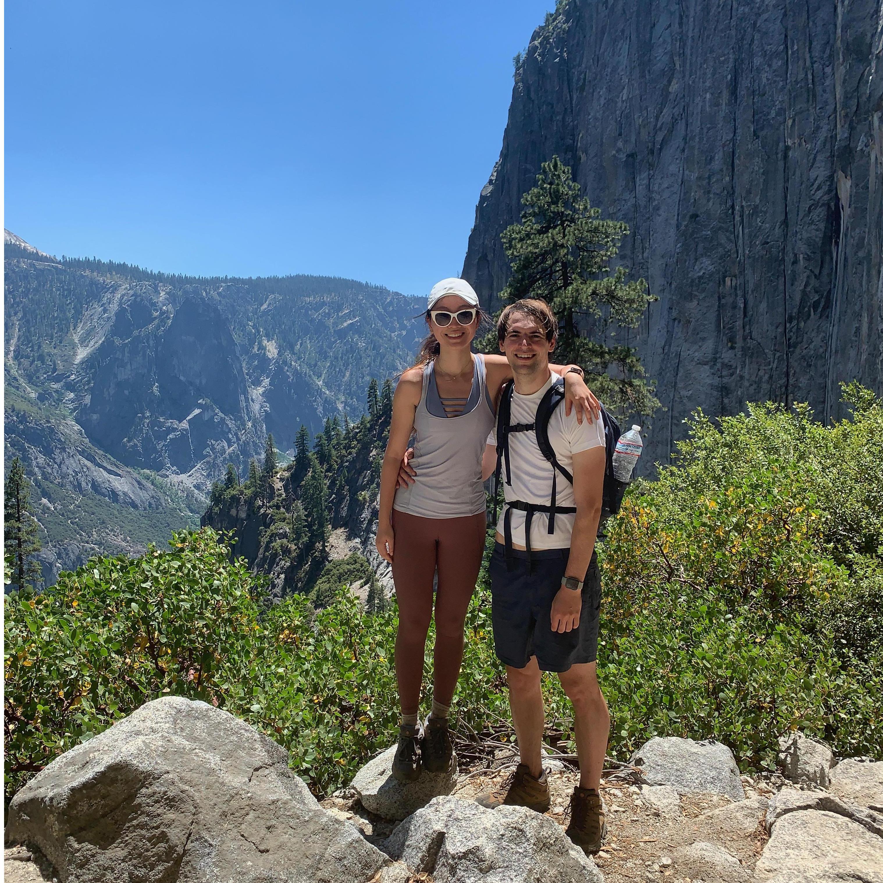 At Yosemite National Park. This was one of the most difficult hikes we've ever done.