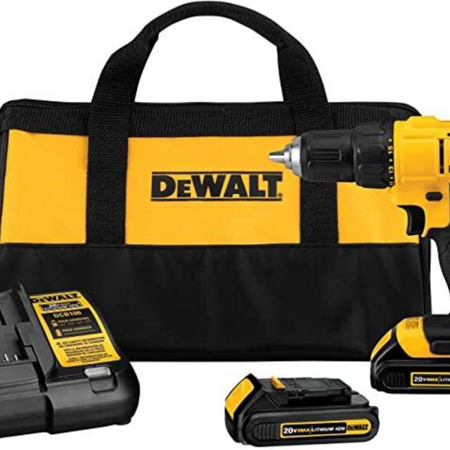 DEWALT 20V Max Cordless Drill / Driver Kit, Compact, 1/2-Inch (DCD771C2)