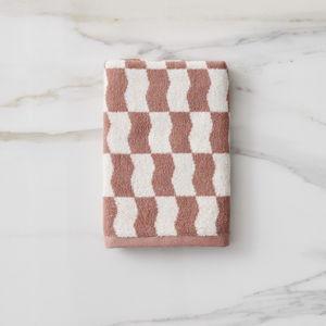 Wavy Blocks Hand Towels - Baked Clay
