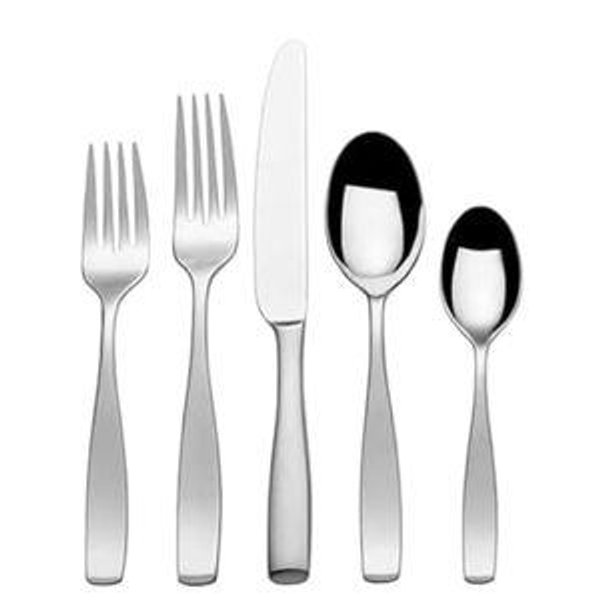 Mikasa Satin Loft 65-Piece Flatware Set for 12, 18/10 Stainless Steel Silverware with Forks, Knives, Spoons, and Serving Utensils, Durable and Elegant Design