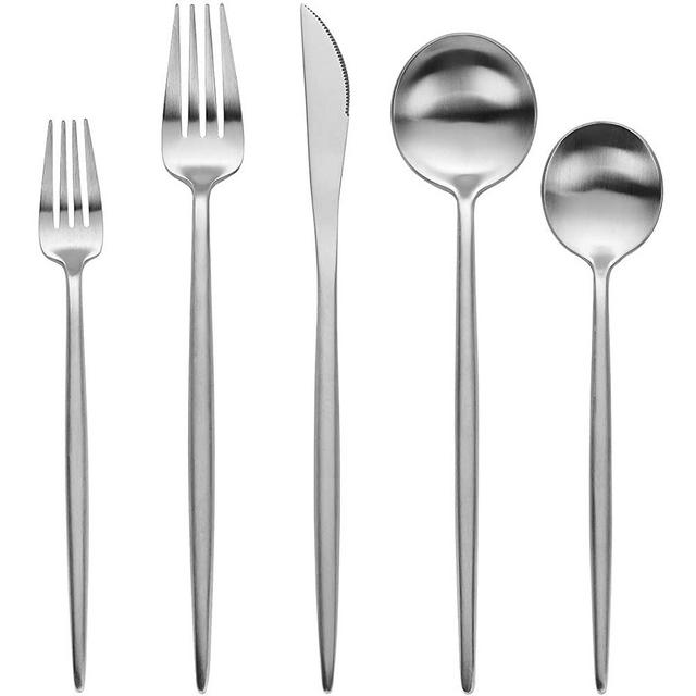 Devico Matte Silverware Set, 20-Piece 18/10 Stainless Steel Flatware Cutlery Utensils Tableware Set Service for 4, Satin Finish, Dishwasher Safe (4 sets, Silver)