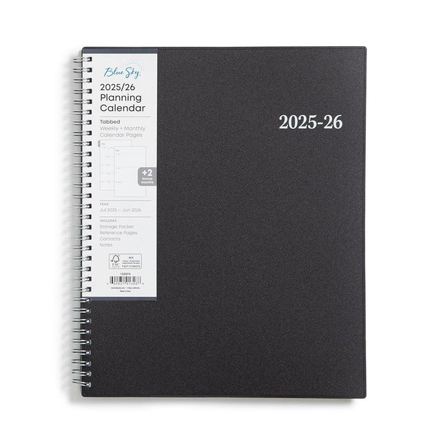 Blue Sky 2025-2026 Weekly and Monthly Academic Year Planner Calendar, July - June, 8.5" x 11", Flexible Cover, Wirebound, Laminated Tabs, Storage Pocket, Enterprise (Enterprise 2025-2026, 8.5" x 11")