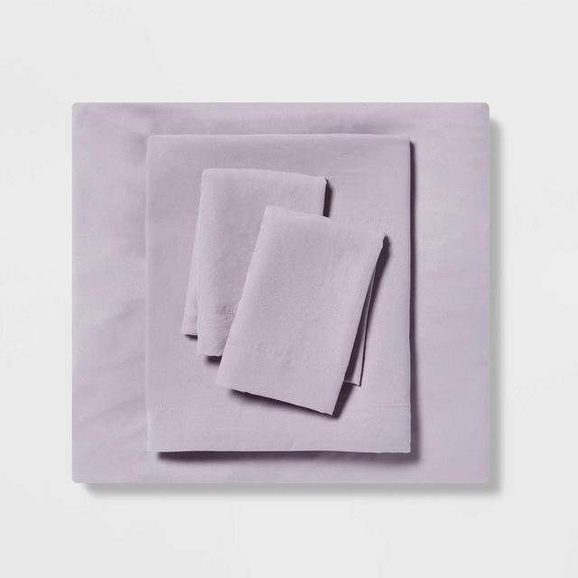 Queen Garment Washed Microfiber Solid Sheet Set Light Purple - Room Essentials™