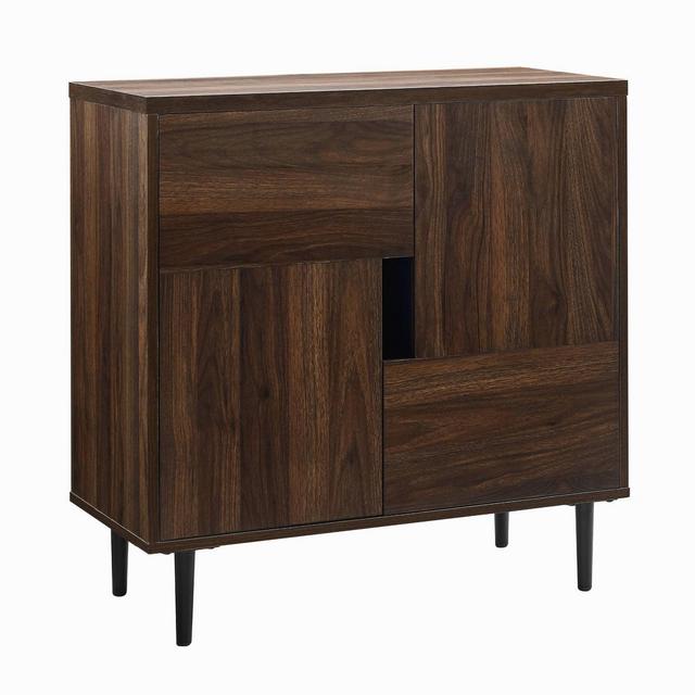 30" Modern Color Pop Accent Cabinet Dark Walnut/Navy Interior - Saracina Home