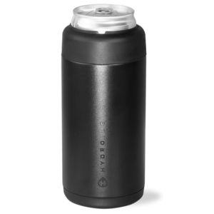 HydroJug Slim Can Cooler - 2-in-1 Insulated Can Cooler Cup - Stainless Steel Slim Can Holder with Non-Slip Rubber Base - Screw-Top Lid - Dishwasher Safe - 12oz, Black