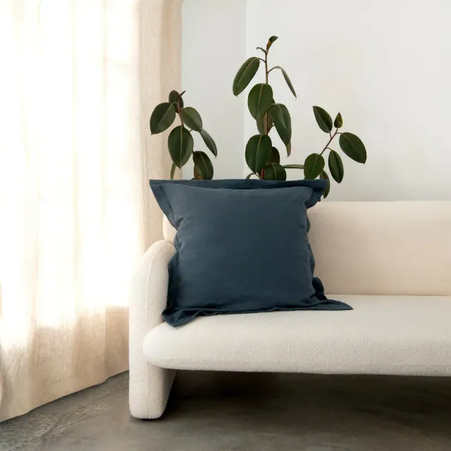 Flanged French Linen Euro Pillow - Baltic | BOKSER HOME