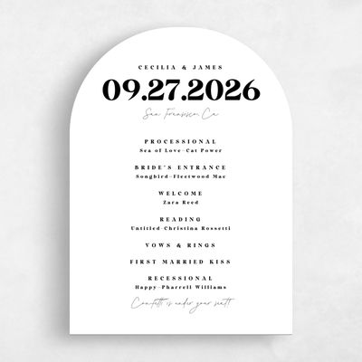 White Arch Wedding Program - Bolduc