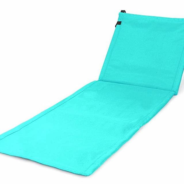 Bo-Toys Portable Beach Mat Lounge Chair and Tote (Plain Blue)