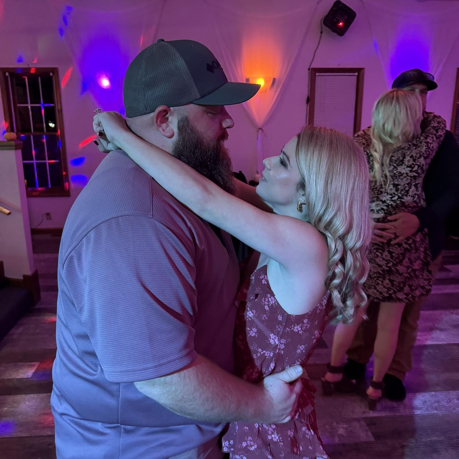 Slow dancing to "Cover me up"