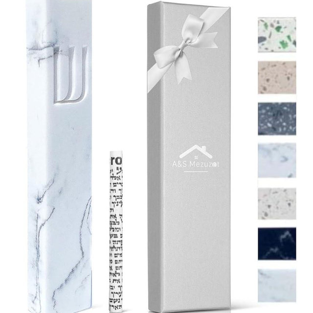A&S Mezuzot A&S Modern Stone Mezuzah Case Design, Mezuza Cover for Scroll Protection, Easy Peel and Stick Houswarming Gift and Home Blessing