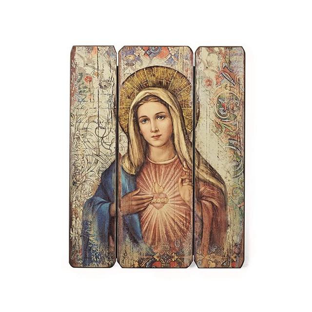 Joseph's Studio by Roman - Immaculate Heart Decorative Panel, 15" H, Courageous Panels, Medium Density Fiberboard, Home Decor, Religious, Giftware, Decorative, Beautiful Detail