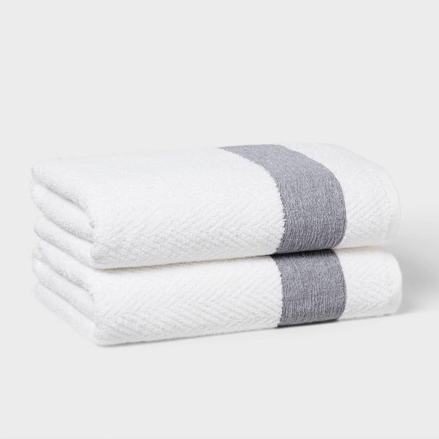 2pc Traditional Crinkle Border Bath Towel White - Threshold™