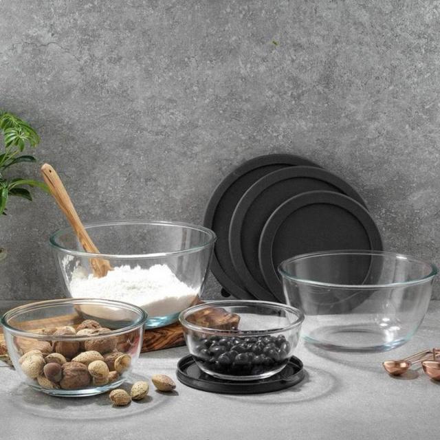 JoyJolt JoyFul by Set of 4 Glass Mixing Bowls With Lids - 16.5 oz, 33.5 oz, 50.5oz, 67.5oz Black - Walmart.com