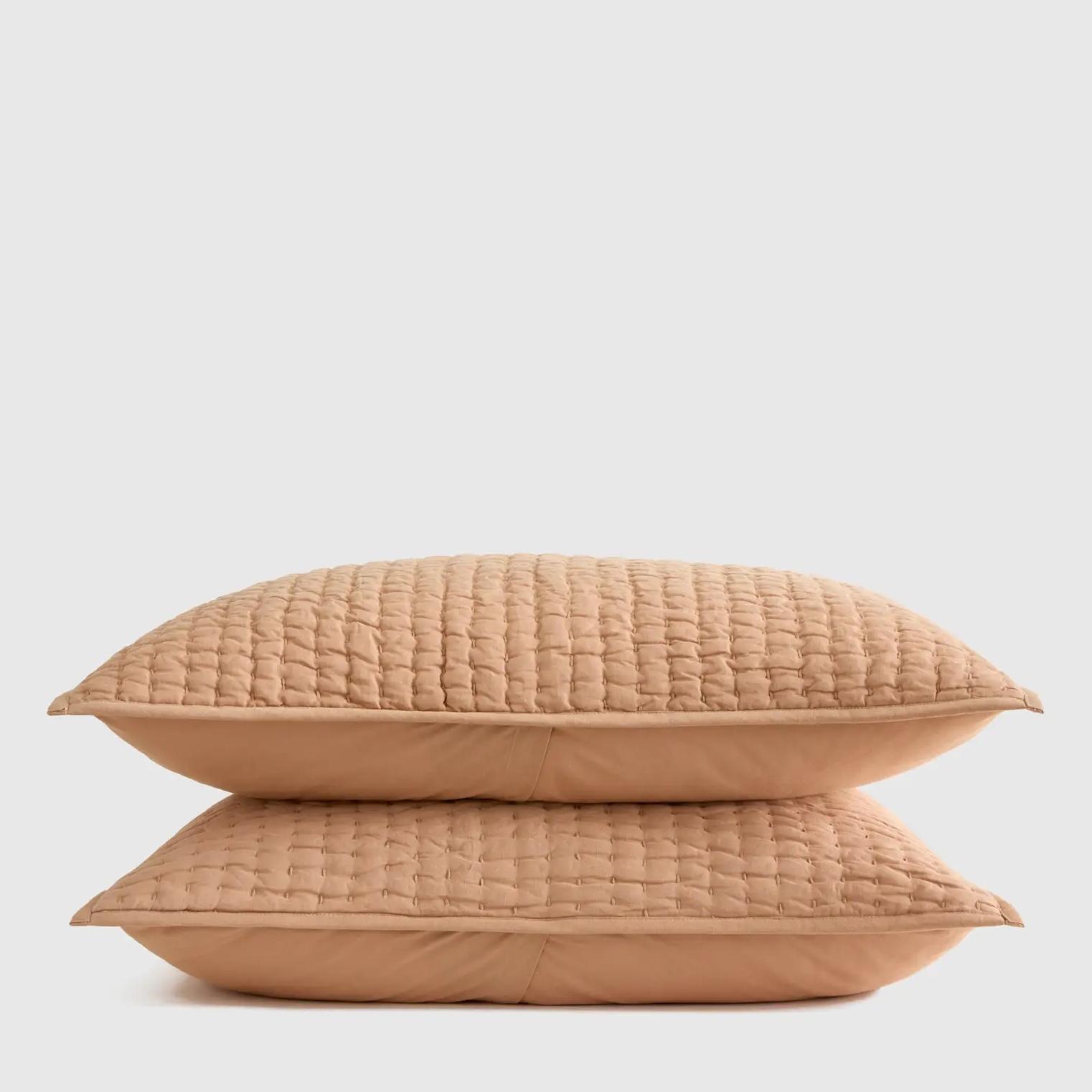 European Linen Cotton Stitch Sham Set in Desert Sunset