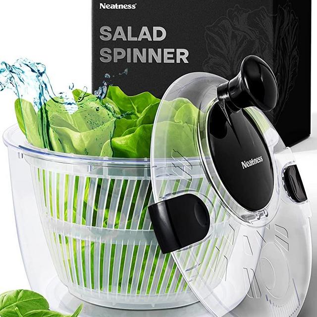 Neatness Large Salad Spinner with Drain, Bowl, and Colander - Quick and Easy Multi-Use Lettuce Spinner, Vegetable Dryer, Fruit Washer, Pasta and Fries Spinner - 5L