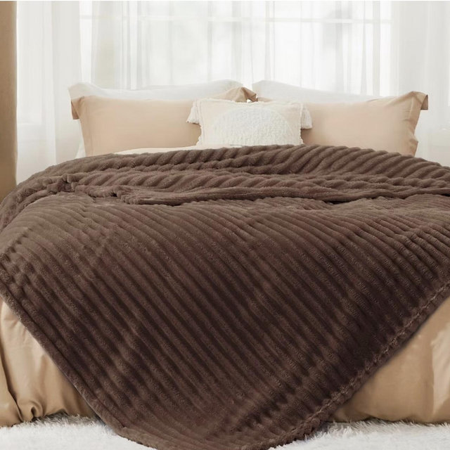 Bedsure Fondue Fudge Fleece Blanket for Couch - GentleSoft Cozy Soft Blankets for Women, Cute Small Throws for Girls, 108x90 Inches
