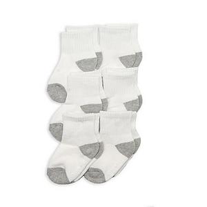 OshKosh B'gosh® Size 3-12M 6-Pack Heeled Crew Socks in White