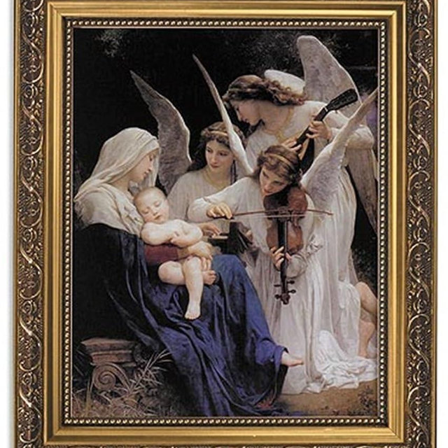 Gerffert Collection Song of The Angels Religious Framed Portrait Print, 13 Inch (Ornate Gold Tone Finish Frame)