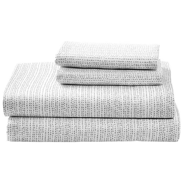 Rivet Half Moon Sateen 100% Cotton Bed Sheet Set, King, Pewter