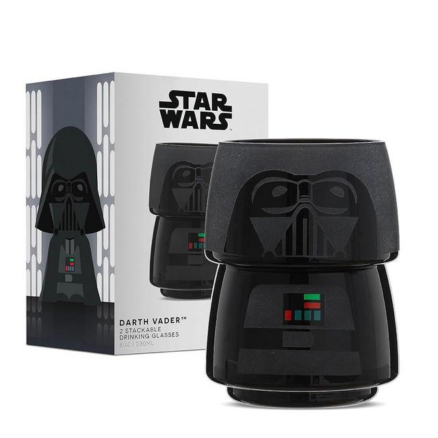 JoyJolt Character Stackable Star Wars Drinking Glasses. 8oz Darth Vader Glasses Set with Head and Body! Star Wars Glass Set of 2. Fun Kitchen or Bar Glasses Sets for the Home and Star Wars Gift