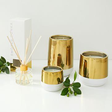 White & Gold Smoked Tonka Candle (Large)