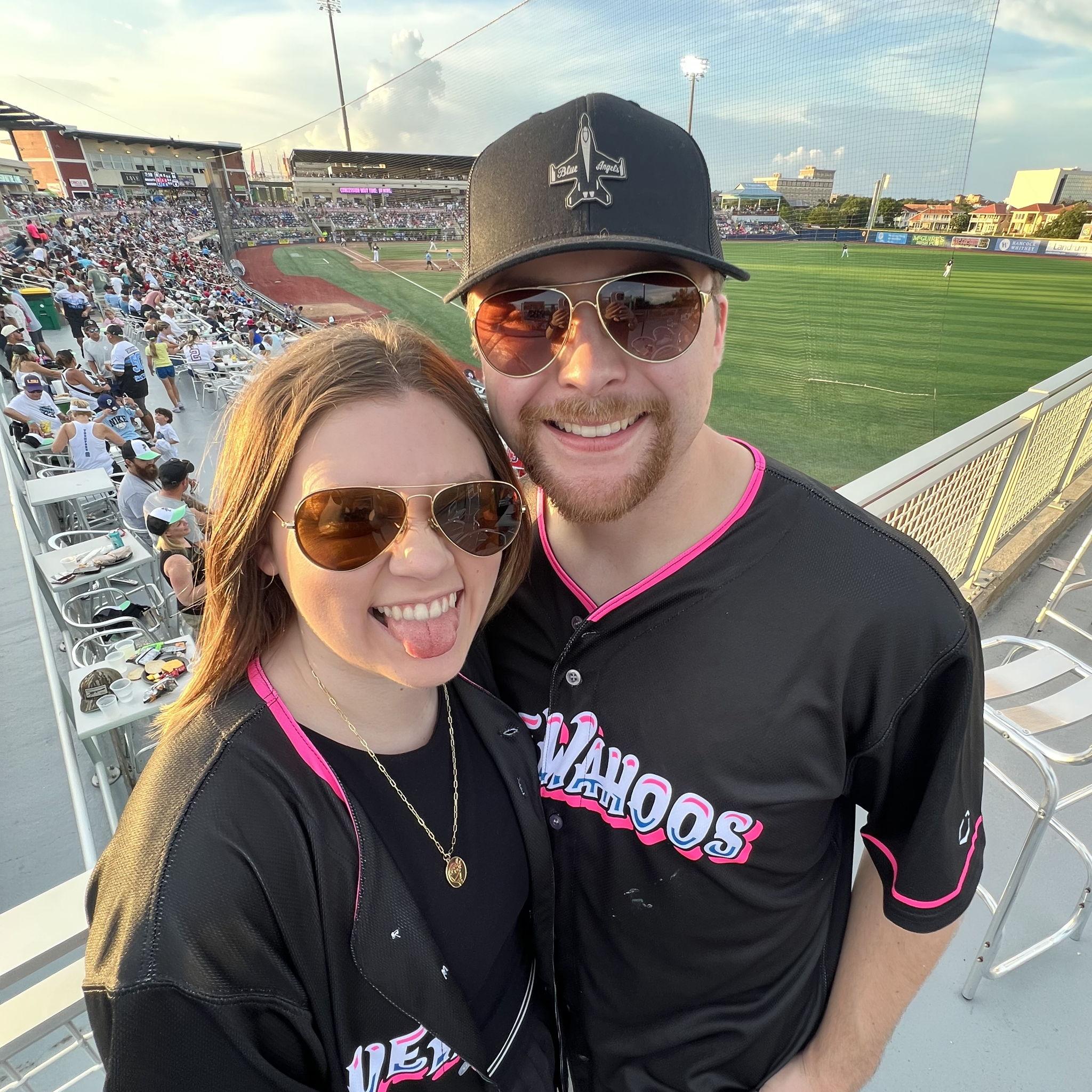 First game with our matching jerseys at the Pensacola Blue Wahoos