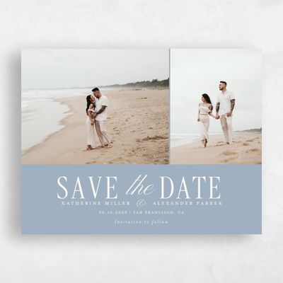 Powder Blue Wedding Save the Date - Dove Multiphoto