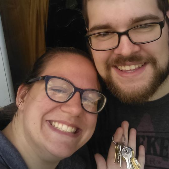 Our first day at our home together. Showing off the keys!