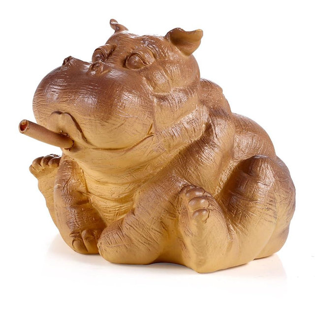 Hippo Water Spitter Statue for Pools and Ponds - Outdoor Resin Fountain Sculpture with Realistic Water Flow Garden Decor