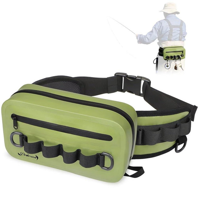 Dovesun Waterproof Fishing Fanny Pack for Man 3.3L Fly Fishing Bag Fly Fishing Chest Pack with Airtight Zipper for Fly Fishing Kayaking 3 Colors