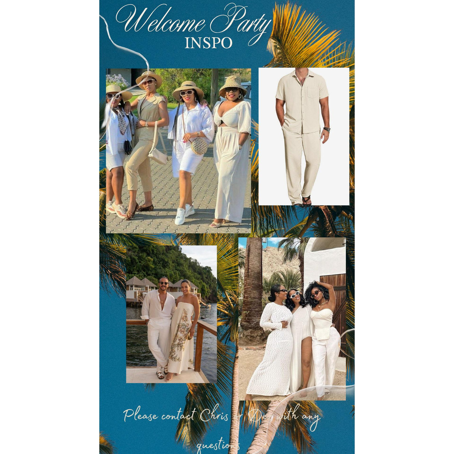 Join us in white or tan attire for our Sunset Welcome Party on Thursday