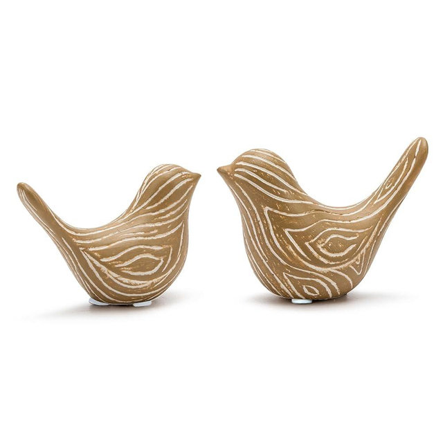 2PCS Small Birds Statues, Modern Home Decor Bird Sculptures, Animal Figurines Decorative Ornaments for Living Room, Bedroom, Office Desktop, Bookshelf, Coffee Table, Cabinets, Gifts for Bird Lovers