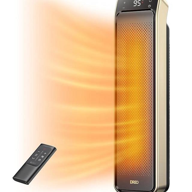 Dreo Space Heater, 25" 11.5ft/s Fast Quiet Heating Portable Electric Heater with Remote, 3 Modes, Overheating & Tip-Over Protection, Oscillating Ceramic Heater for Bedroom, Office, and Indoor Use