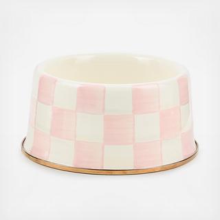 Rosy Check Stainless Steel Pet Dish