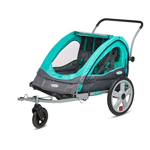 Instep Quick-N-EZ Double Seat Foldable Tow Behind Bike Trailers, Converts to Stroller/Jogger, Featuring 2-in-1 Canopy and 16-Inch Wheels, for Kids and Children, Multiple Colors Available