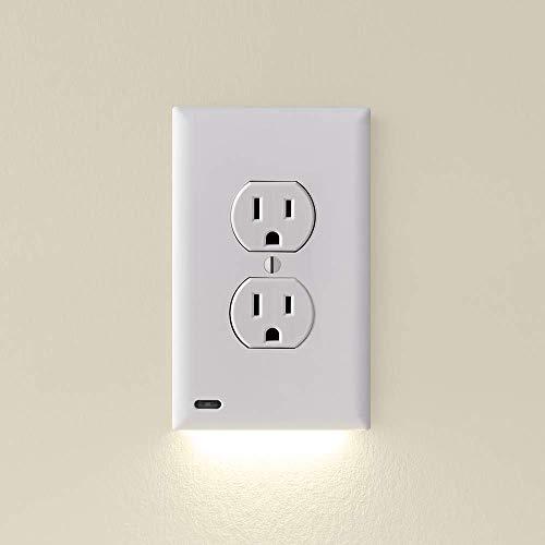 1 Pack - SnapPower GuideLight 2 for Outlets [New Version - LED Light Bar] - Night Light - Electrical Outlet Wall Plate With LED Night Lights - Automatic On/Off Sensor - (Duplex, White)