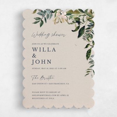 Beige Scalloped Wedding Wedding Shower Invitation - Buxton Classic